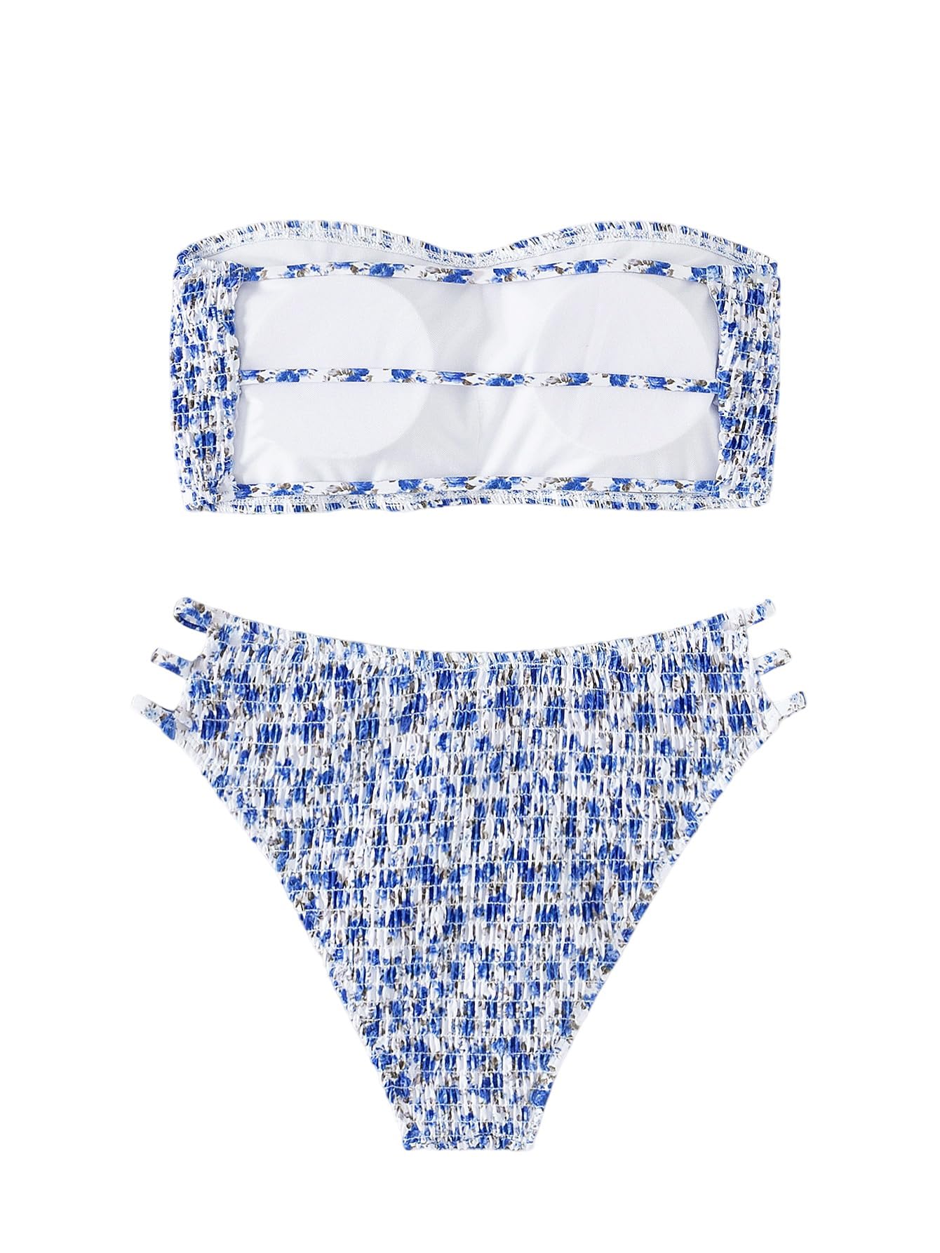 GORGLITTER Bikini 2 pièces pour femme - Motif floral - Haut bandeau et bas de bikini - Maillot de bain d'été bohème - Mode de plage