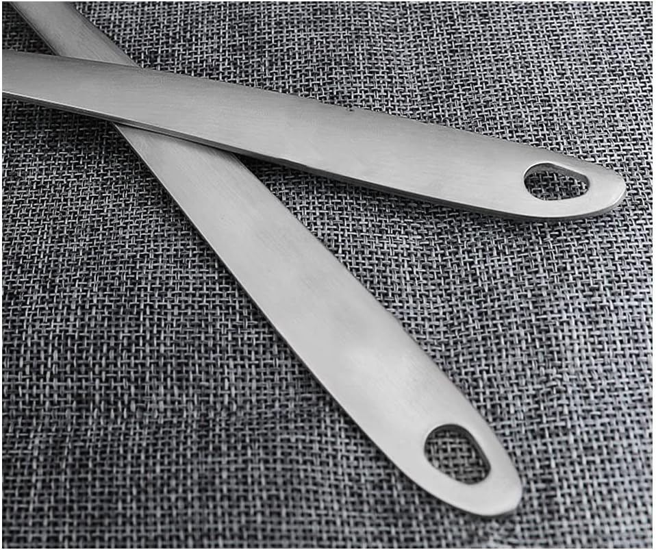 ENGENDER Strainer with Handle Cooking Skimmer Long Handle Hot Pot Colander Slotted Spoon Modern Mirror Finish Flatware Stainless Steel Fine Mesh Strainer Built-in Hang Hole