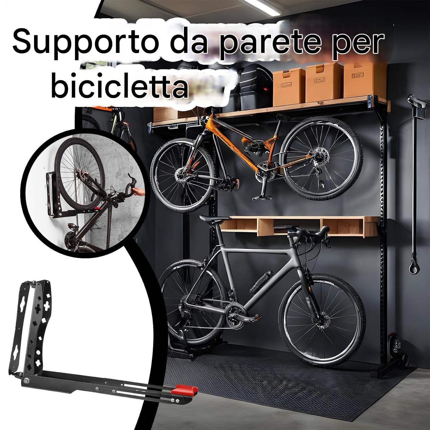 Support Mural Vélo Rangement Vélo Mural | Support Vertical Robuste Réglable Gain de Place Pour Rangement Intérieur Extérieur Atelier Maison Salle de Sport Industriel