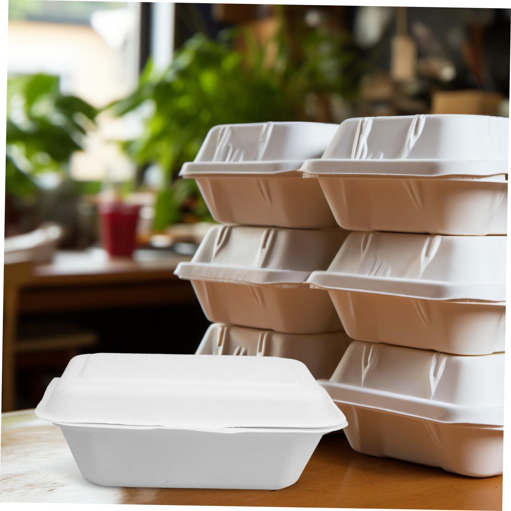 50piezas Cajas De Comida Desechables Envases Biodegradables Para Comida Para Llevar Perfectos Para Hamburguesas Snacks