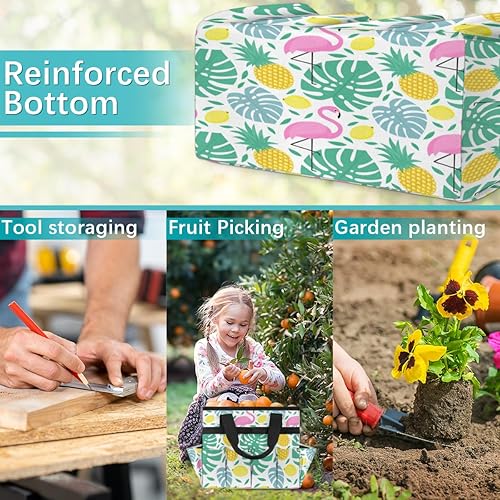 Miniatura 7 de Bolsa de herramientas de jardín de hojas de flamenco para mujeres y hombres, bolsas de almacenamiento de herramientas de jardinería con 10
