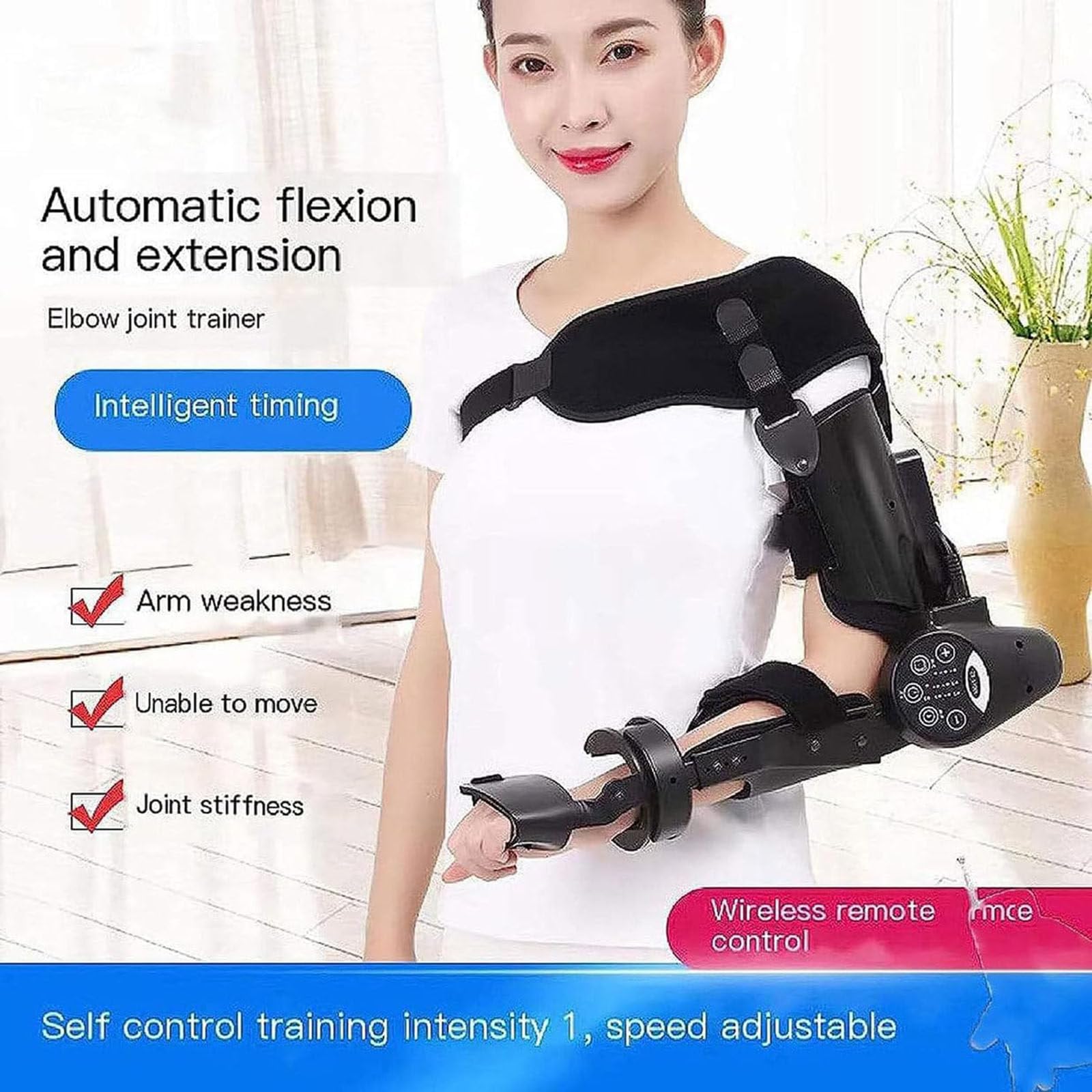 Allenatore Di Flessione Ed Estensione Del Gomito - Protettore Del Gomito per La Riabilitazione Del Braccio Emiplegico, Stecca Stabilizzatrice Post-Operatoria per Pazienti Con Emiplegia Da Ictus,Right
