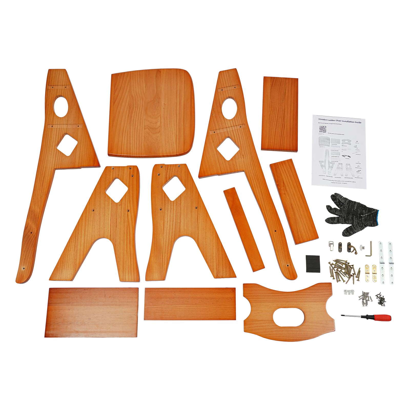 Sgabello pieghevole a 4 livelli, in legno, trasformabile, scaletta e sedia per scale, multifunzione, portata 100 kg, utilizzato per interni ed esterni (caramello)