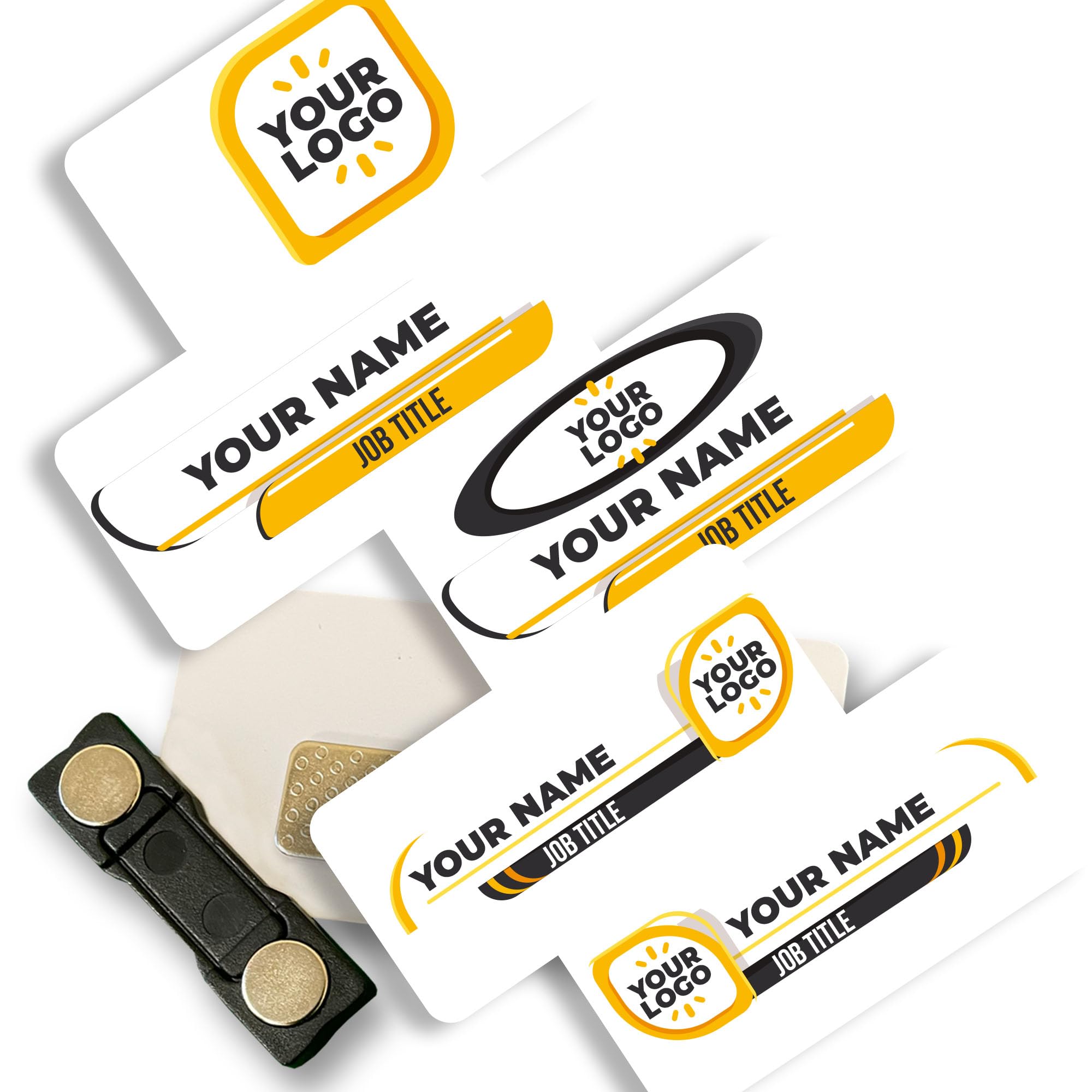 Magnet Me UpShips Next Day Magnet Me Up Custom Printed Magnetic Name Tag Badge with Logo, 1.5x3 inch, Full Color Customizable Identification Label, for Schools, Offices, Businesses, Made in USA