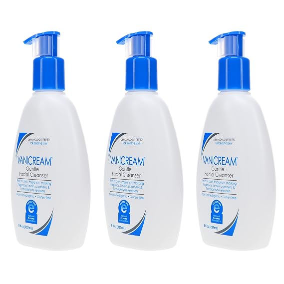 Vanicream Gentle Facial Cleanser for Sensitive Skin, 8 Oz (Pack of 3), Unscented, 24 Fl Oz