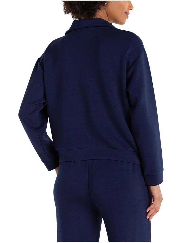 Black Liverpool Los Angeles Plush Comfor Half Zip Popover Long Sleeve Sweater