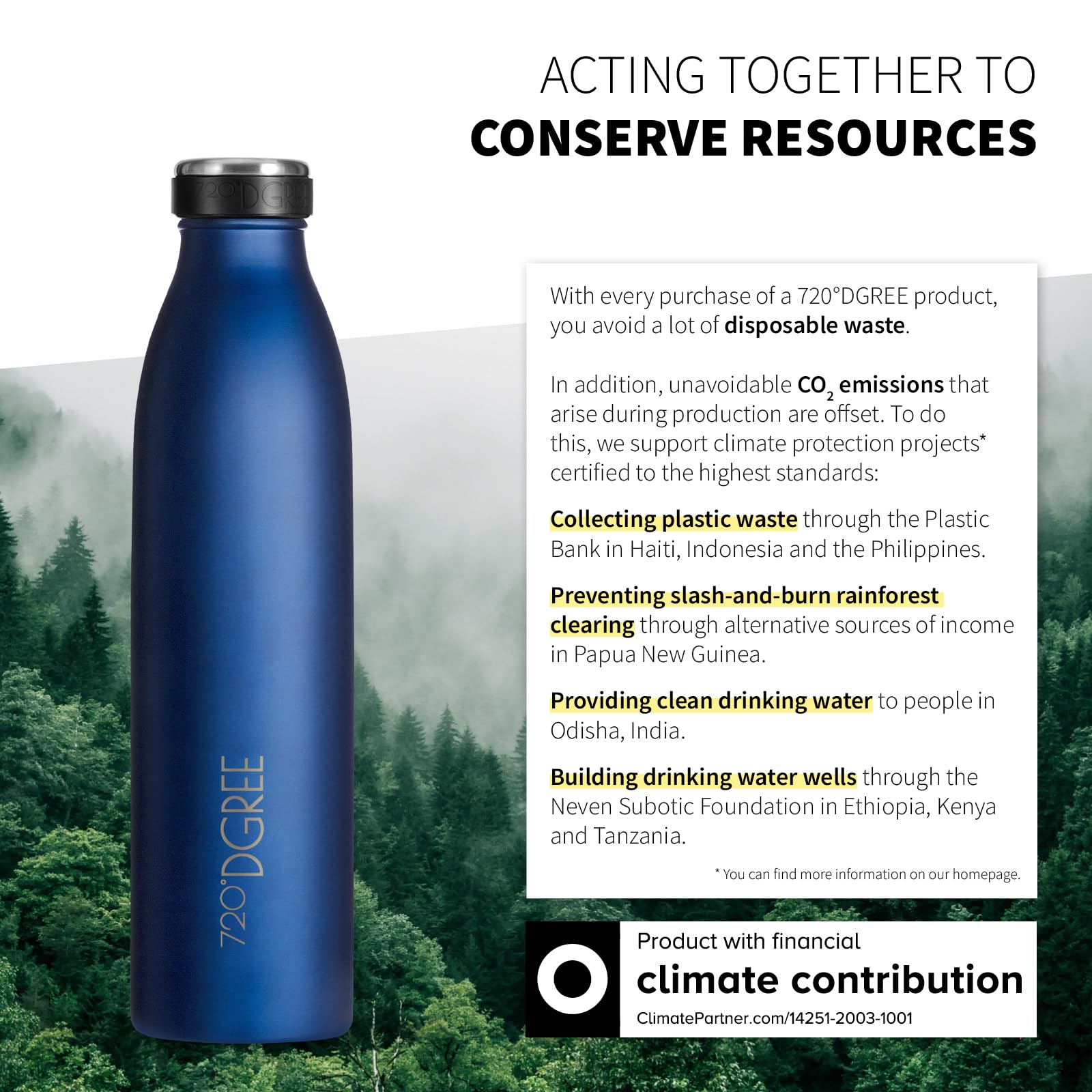 720°DGREE Botella Agua Acero Inoxidable “milkyBottle“ – 1litro - Sin BPA Free, Antigoteo y Prueba de Fugas - Frasco térmico, Cantimplora Aislada - Bebida con Gas, Deporte, Escuela, Gimnasio Exteriore - 5