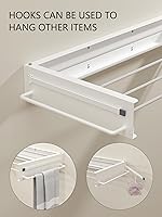 Vista 6 de JOOM Estante de secado de ropa plegable, estante de secado montado en la pared, estante de secado de ropa, 31.5 pulgadas de ancho, 5 varillas