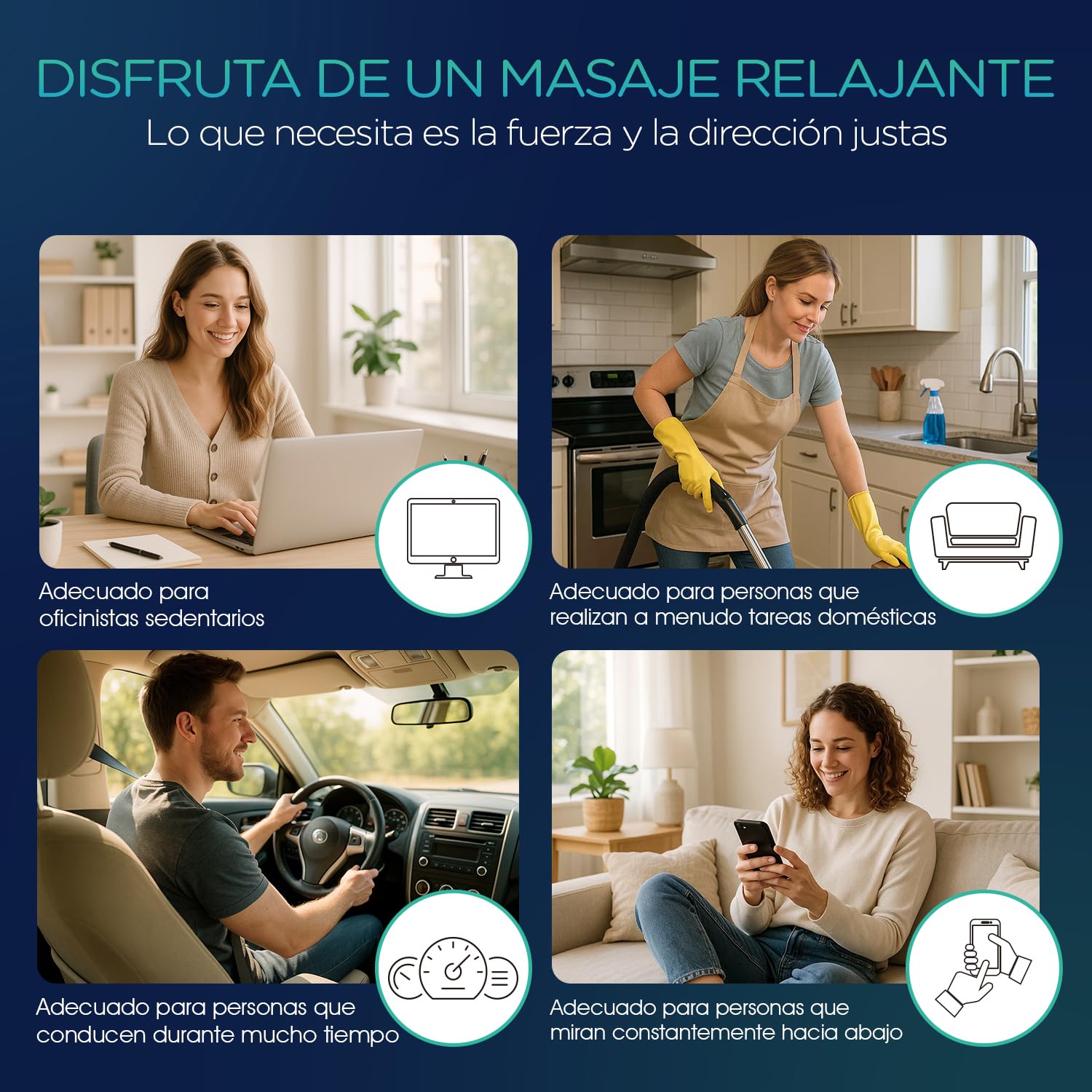 Cojín de Masaje Shiatsu，Masajeador de Cuello Espalda con Calor, Masajeador de Amasado de Tejido Giratorio 3D，3 Velocidades Incluye Cinturón de Extensión,Casa, Oficina, Coche (Negro)