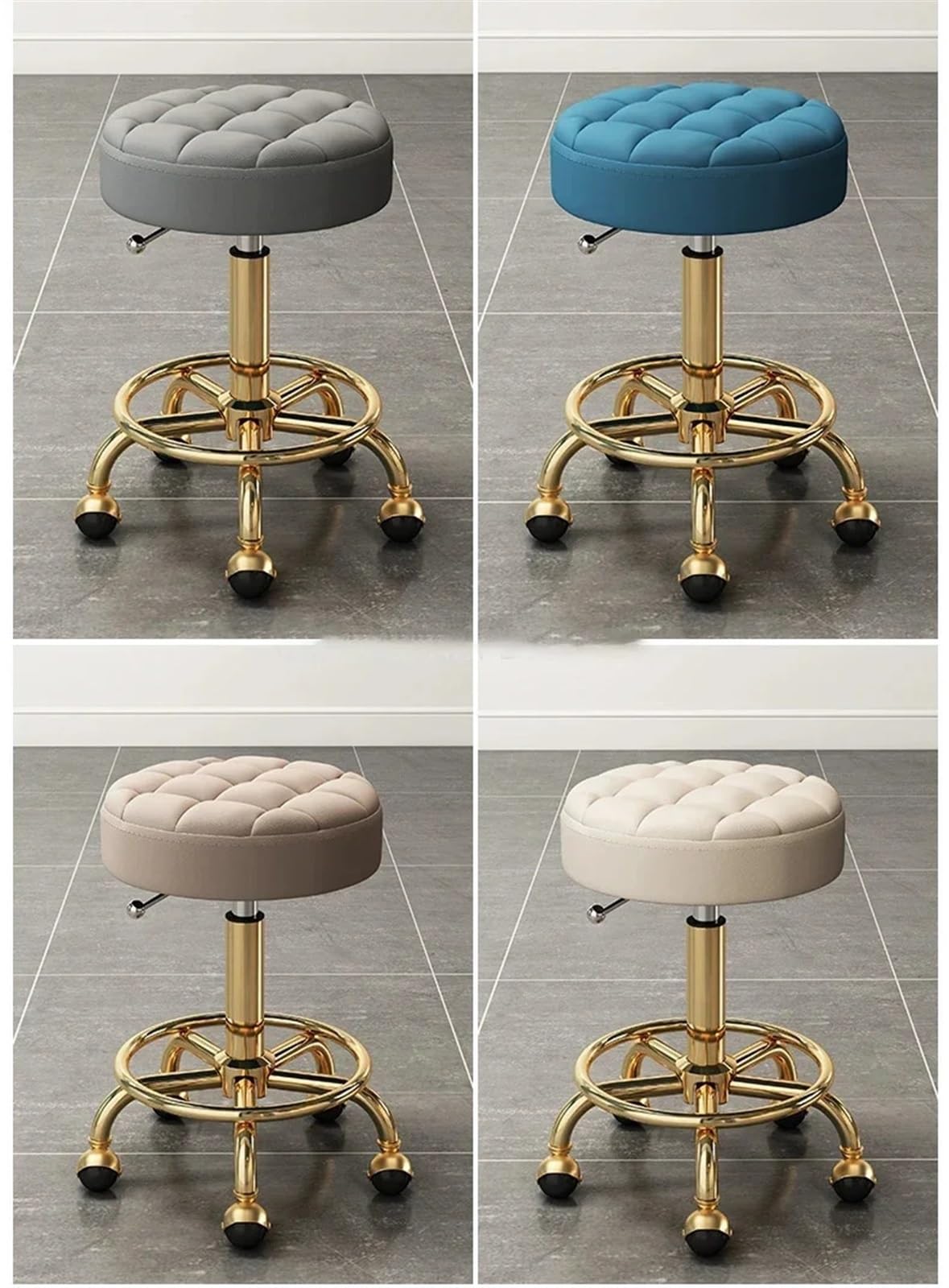 Hocker Master Chair Schönheitssalonhocker Friseurstühle mit Rädern und Rückenlehne Drehhocker mit Rädern Gewerbemöbel Rollhocker(Golden beige)