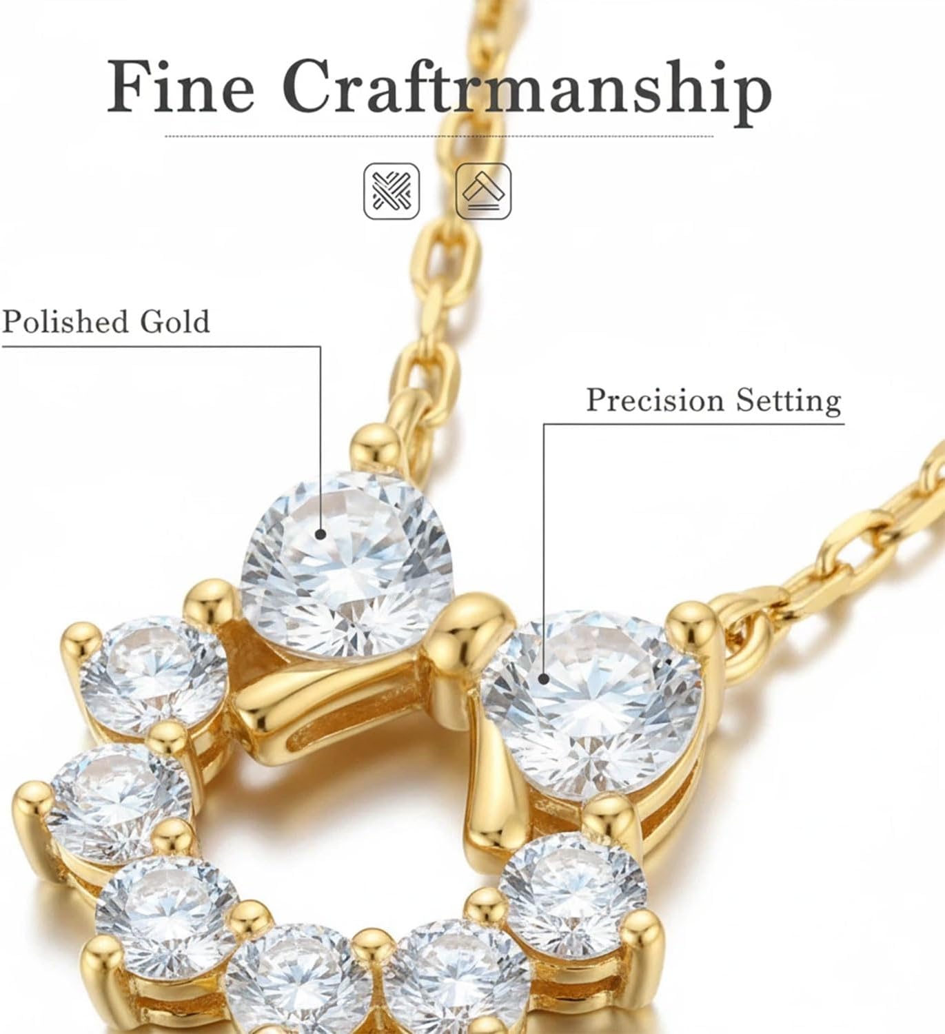 Women's Pendant Necklaces,Gold Plated Necklace for Women,Bow Necklace,Cubic Zirconia Sparkling Circle Pendant for Women, Minimalist Crystal Charm, Birthday Jewelry Gift, Gift for Everyday Wear - Image 4