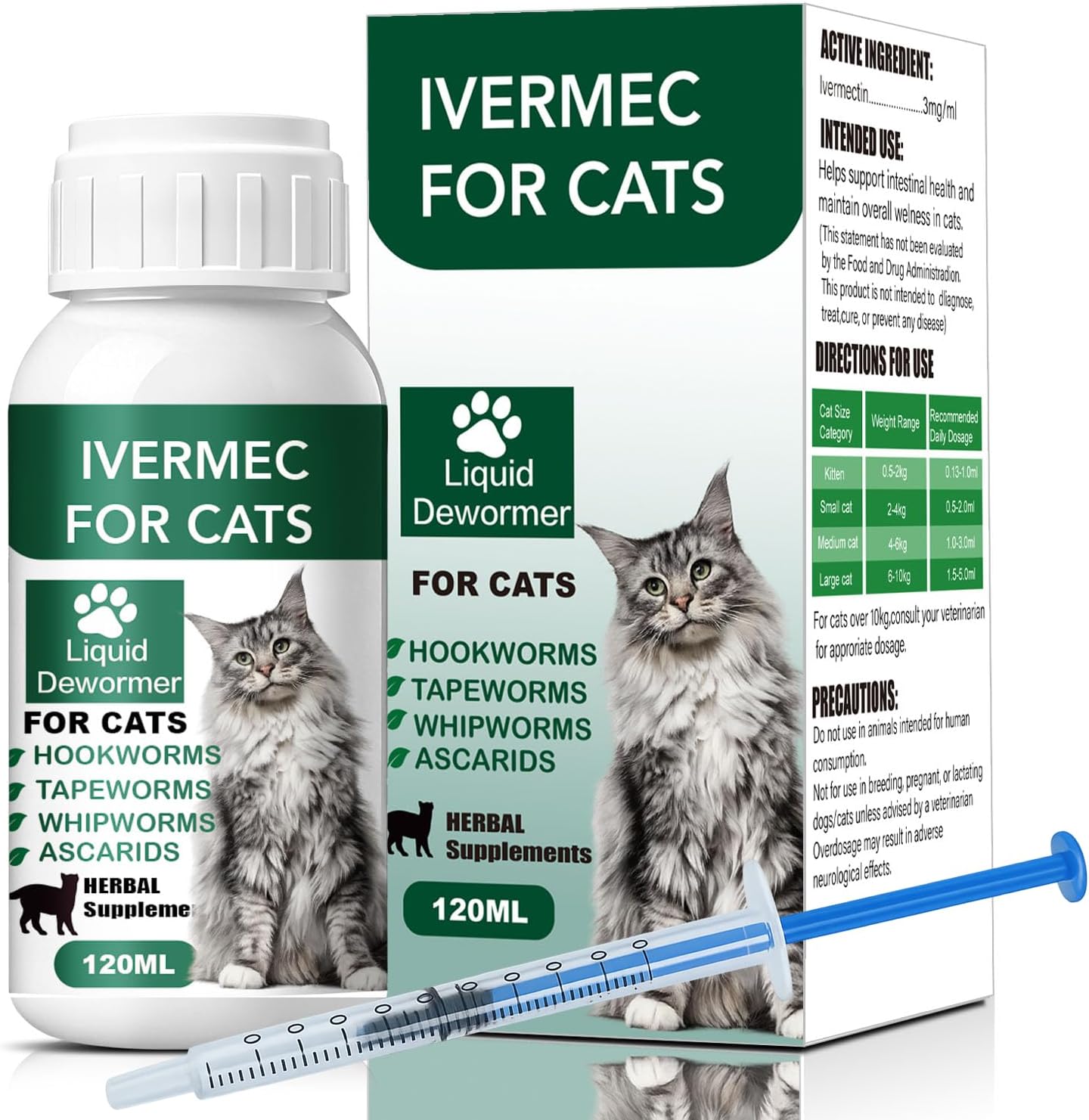 lvermect Dewormer Liquid for Dogs and Cats, Digestive Cleanser Treatment, Broad Spectrum for All Wormer, Hookworms, Lung Worms, Pin Worms, Round Worms
