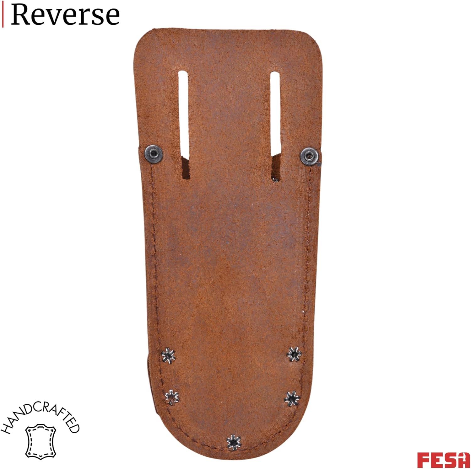 FESA Leather Utility Knife Pouch - Top Grain Leather Knife Pouch for Belt with 2 Pen/Pencil Pockets & Heavy Duty Reinforced Rivets - Fits Belts up to 2" - Handcrafted