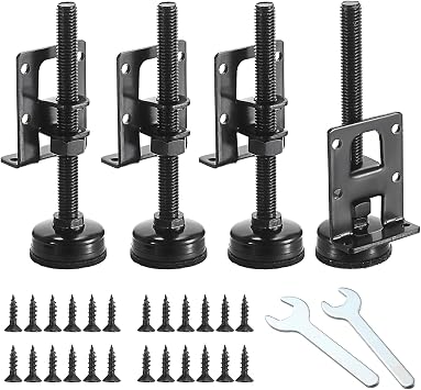 4 PCS Adjustable Feet Levelers, Furniture Leveling Feet 4.7" Leg Levelers | Furniture Leg Black