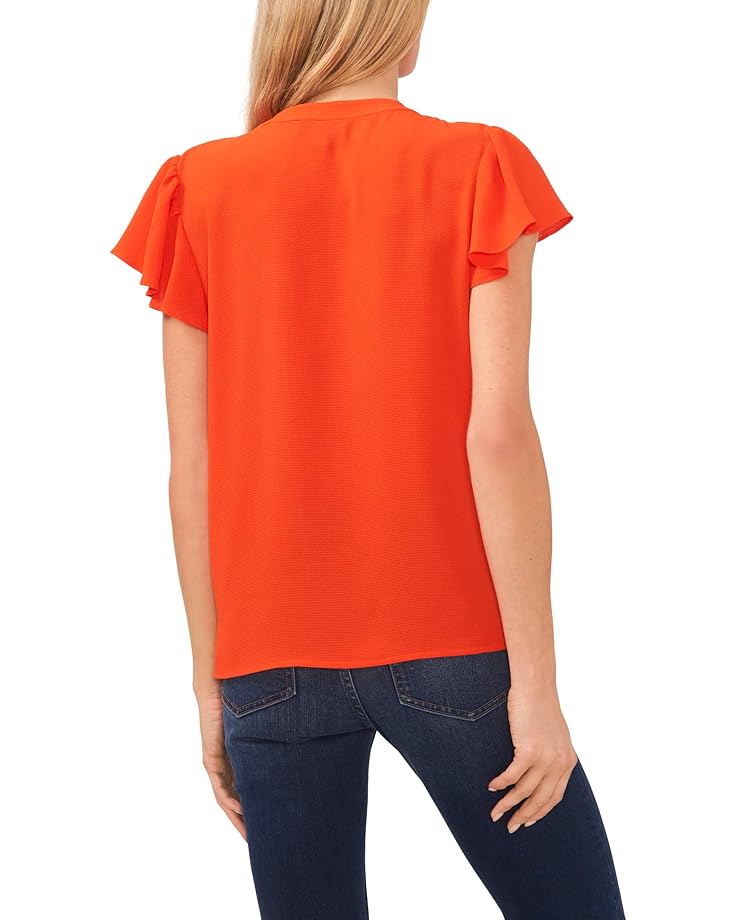 CeCe V-Neck Shirred Ink Flutter Sleeve Blouse - #2 of 2