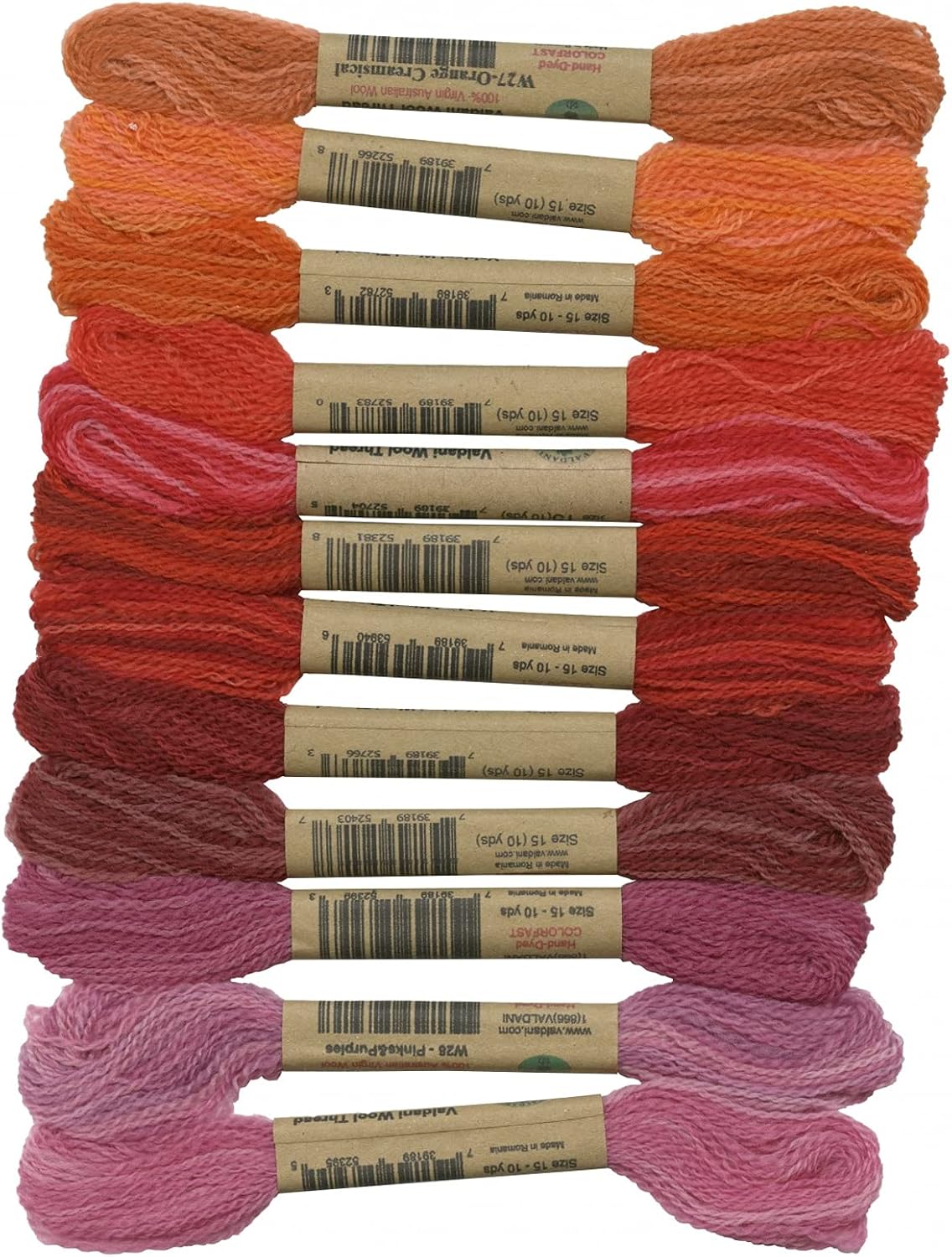 Valdani Thread Size 15 2ply Wool 12 Skein Sampler Bountiful Orchard