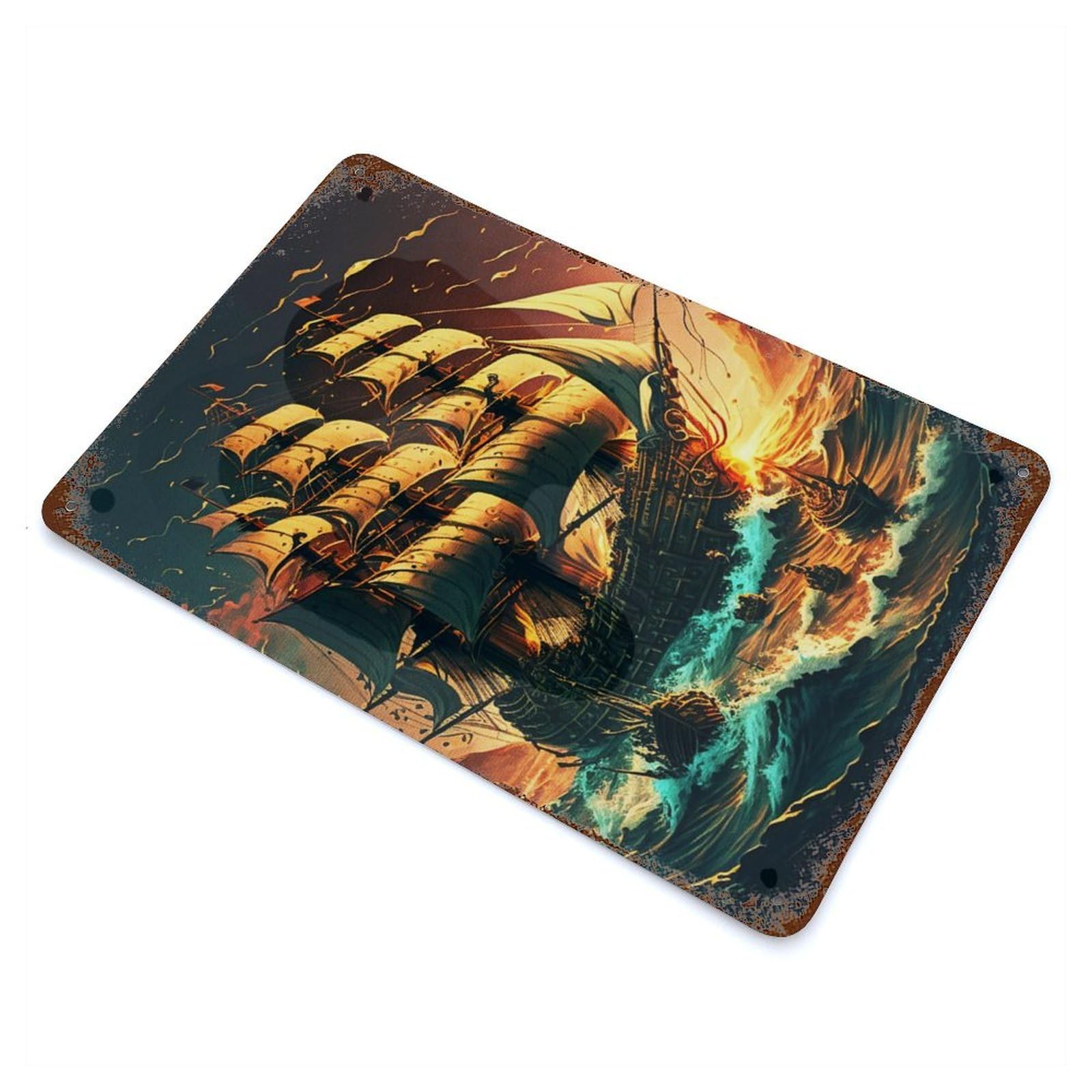 The Legend Pirates Rust Effect Tin Sign 11.8"x7.9", Novelty Wall Decor for Garage, Pub Or Kitchen