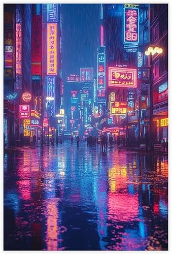 XAHOR Vibrant Neon Cyberpunk Poster  Modern Retro Digital Wall Decor Vintage Wall Decoration Famous Oil Paintings for Living Room Classic Artwork