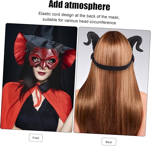 Miniatura 4 de KOMBIUDA 2 máscaras de diablo máscaras de diablo, máscara de ojo de diablo, máscara de demonio, máscara de media cara, máscara de graduación,