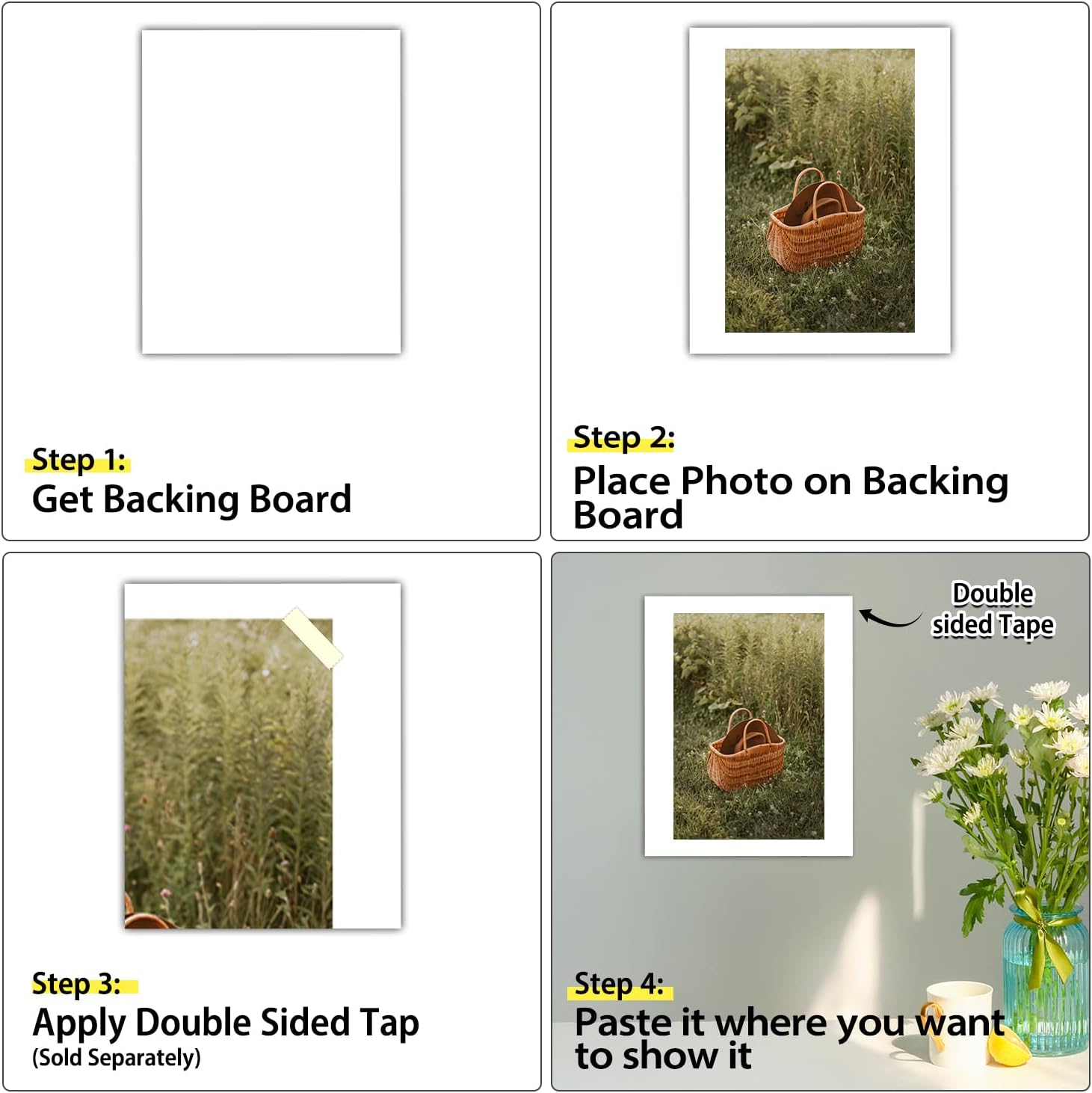Golden State Art, 12x18 Picture Mat Matte Backerboards for Framing. Pack Contains 50 Backing Boards (White, 50 Pack)