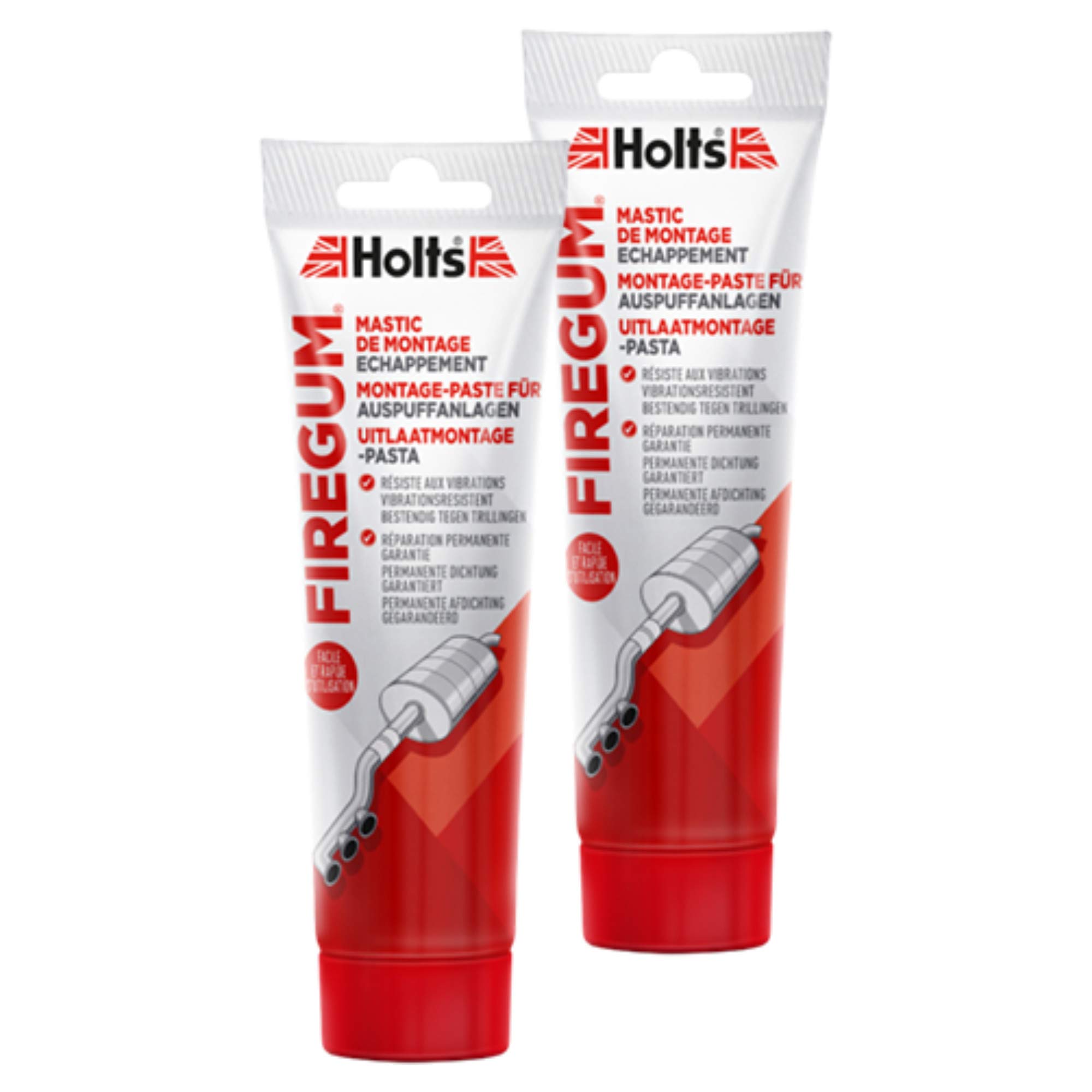 Holts2 x exhaust system, mounting paste, Firegum tube, car care, pipe connection, gas-tight, heat-resistant, 150 g, 204204