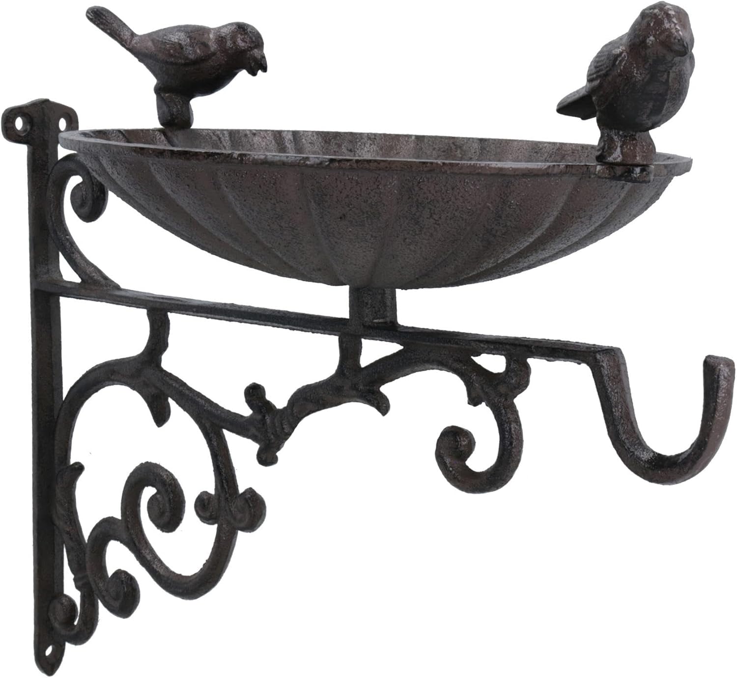 Wall Mount Bird Bath Cast Iron Feeder Ornament Garden Feature Statue Fence
