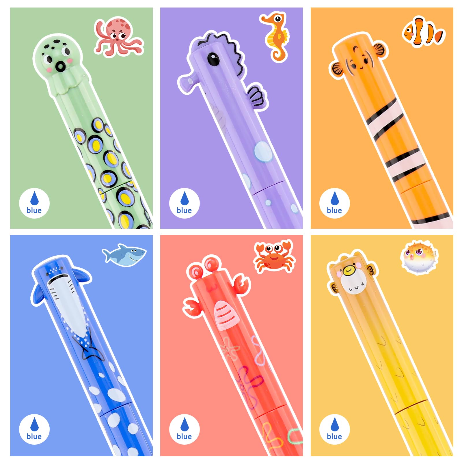 Set di 6 penne gel cancellabili, con inchiostro termico blu da 0,7 mm, cancellabili, per scuola, ufficio, appunti