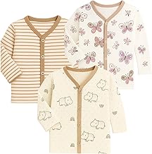 EIO New Born Baby Clothes 0 | Soft Cotton Jablas for New Born | Front-Open Baby Tees for Boys & Girls Pack of 3 Newborn Clothing Set