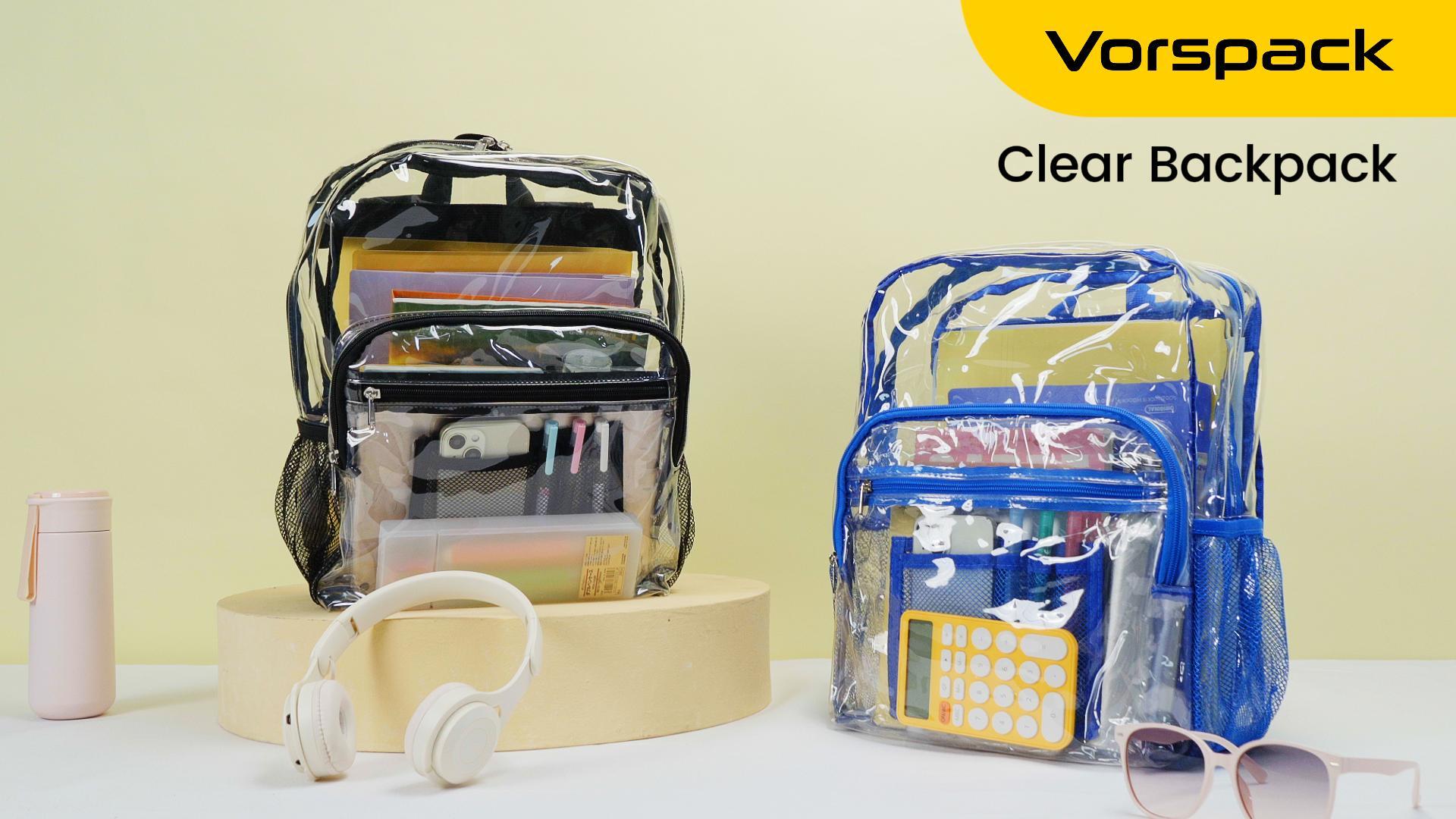 Vorspack Clear Backpack School Heavy Duty Large See Through 16 inch Amazon.com | Vorspack Heavy Duty Clear Backpack, Large  main image 4