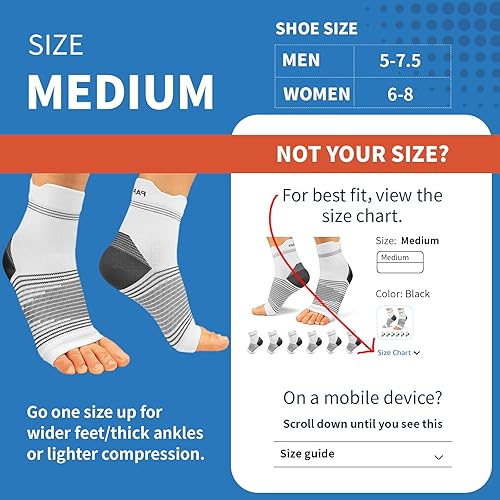 Miniatura 3 de Calcetín para fascitis plantar (6 pares) para hombres y mujeres, mangas de compresión para pies con soporte de arco y tobillo (negro, gris, blanco,