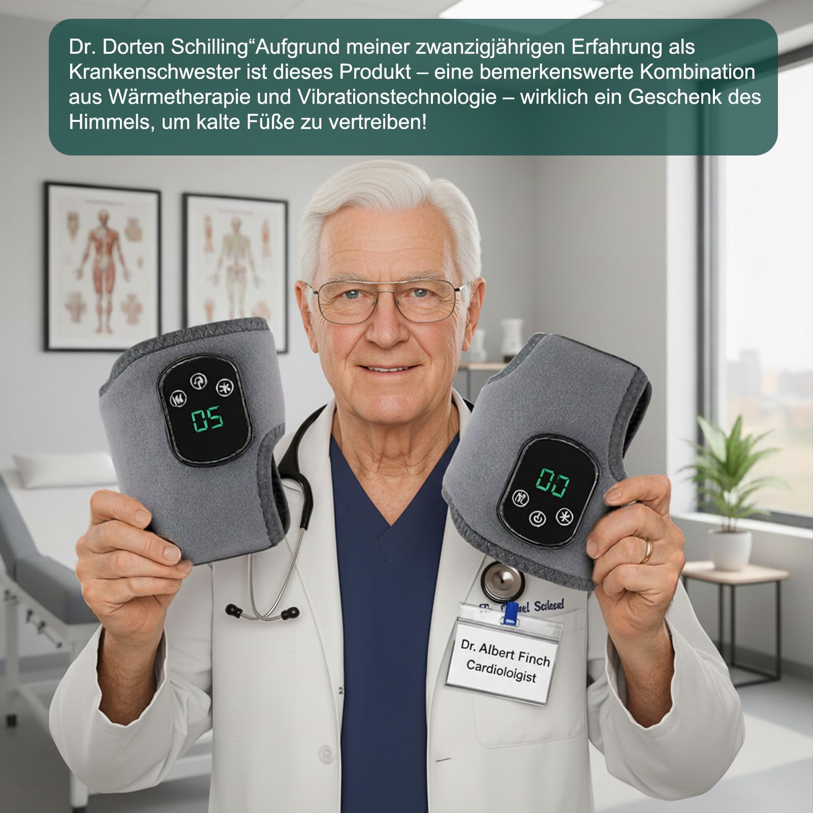 Fussmassagegerät elektrisch testsieger, 3-In-1-Fußmassager, Neuropathie Fussmassage, Portable Cordless Ankle Massagers with 3 Vibration Modes & 5 Heat Settings (Grau)