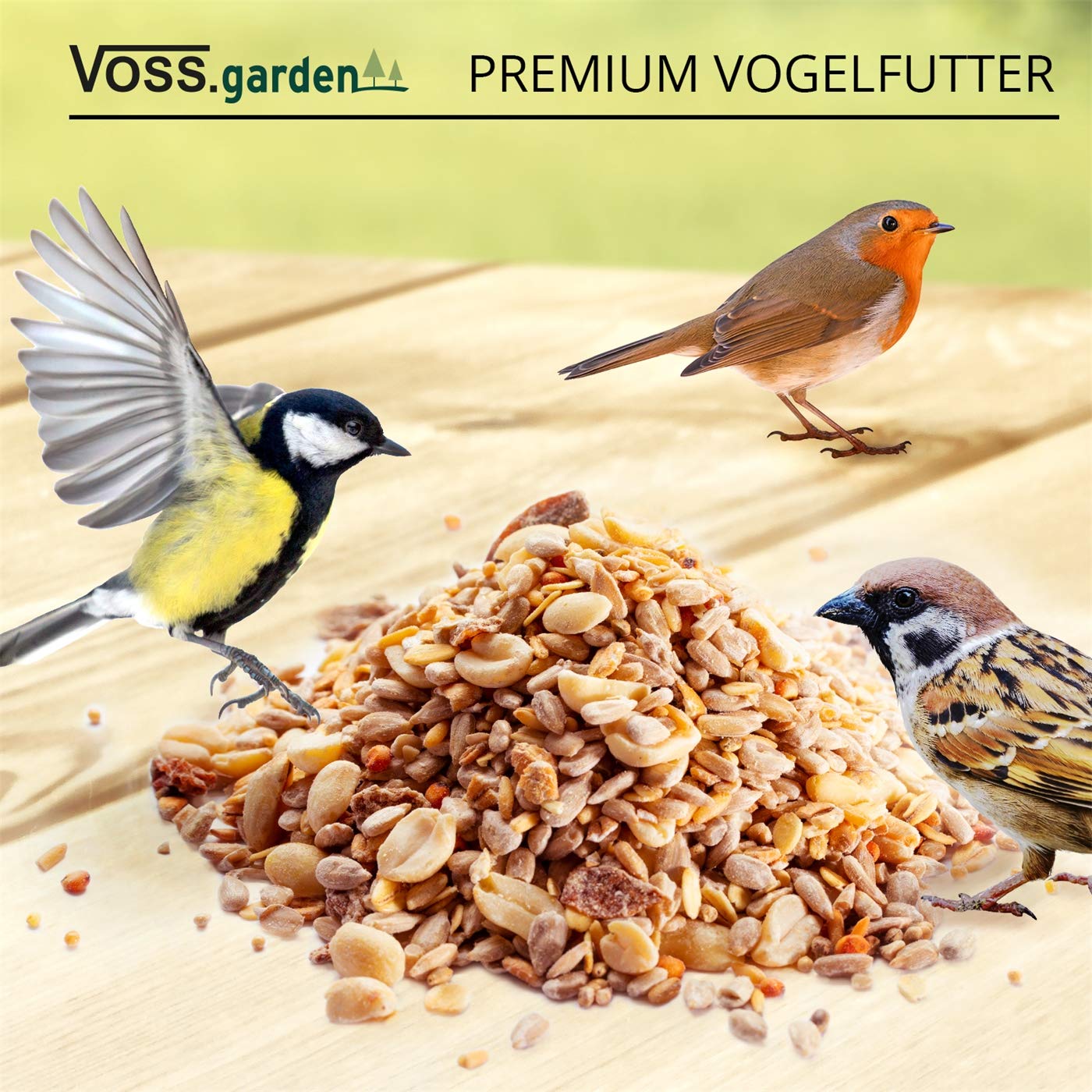 VOSS.garden Wildvogel Power-Mix 20kg Premium Vogelfutter Wildvogelfutter für Vogelhaus, Futterstation und als Streufutter