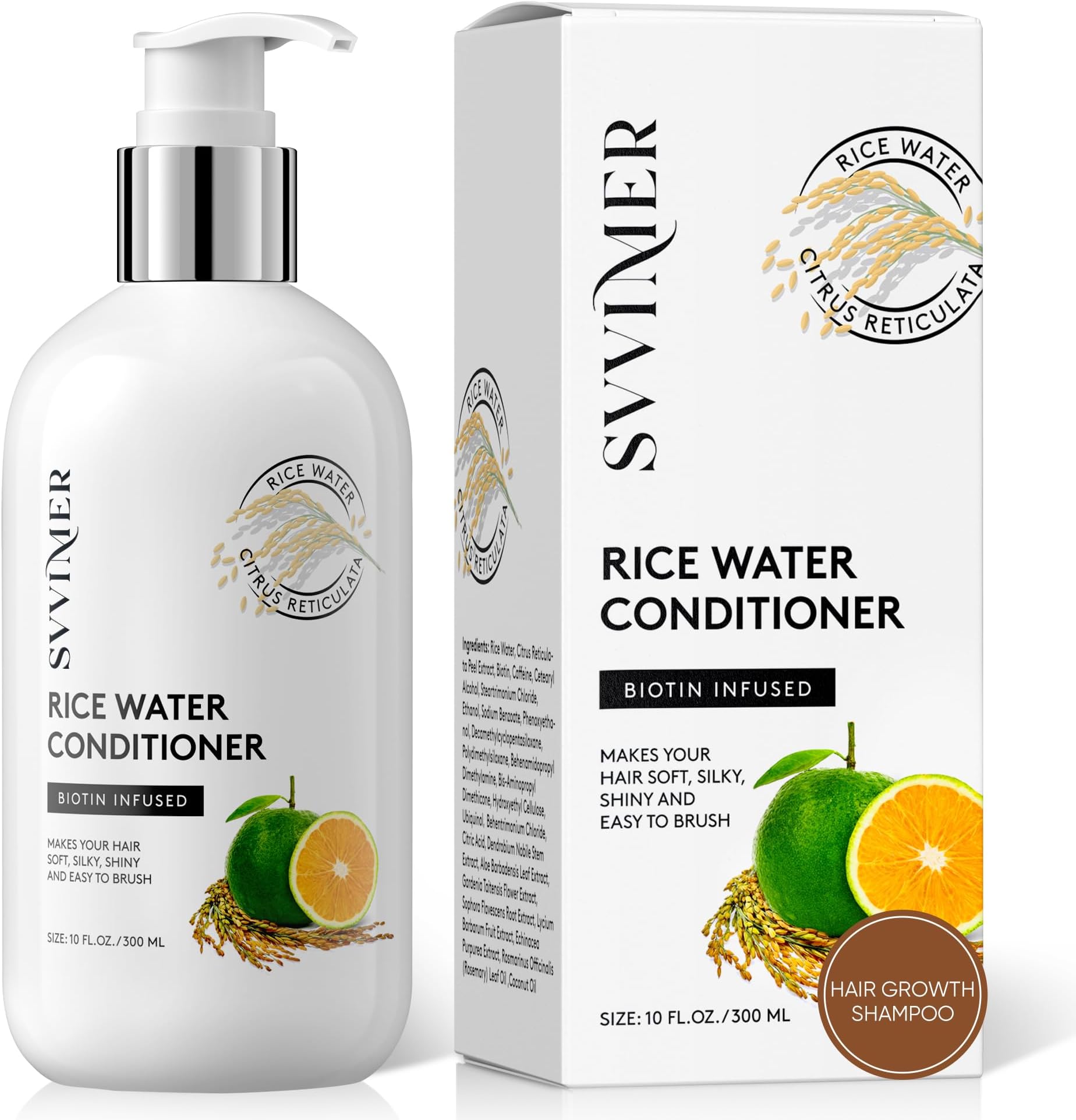 Svvimer Rice Water Hair Growth Conditioner - Thickening Conditioner with Biotin for Hair Loss and Thinning Hair - Sulfate Free for Women and Men 10 Fl Oz (Pack of 1)