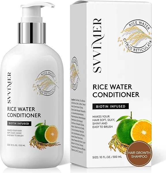 Svvimer Rice Water Hair Growth Conditioner - Thickening Conditioner with Biotin for Hair Loss and Thinning Hair - Sulfate Free for Women and Men 10 Fl Oz (Pack of 1)