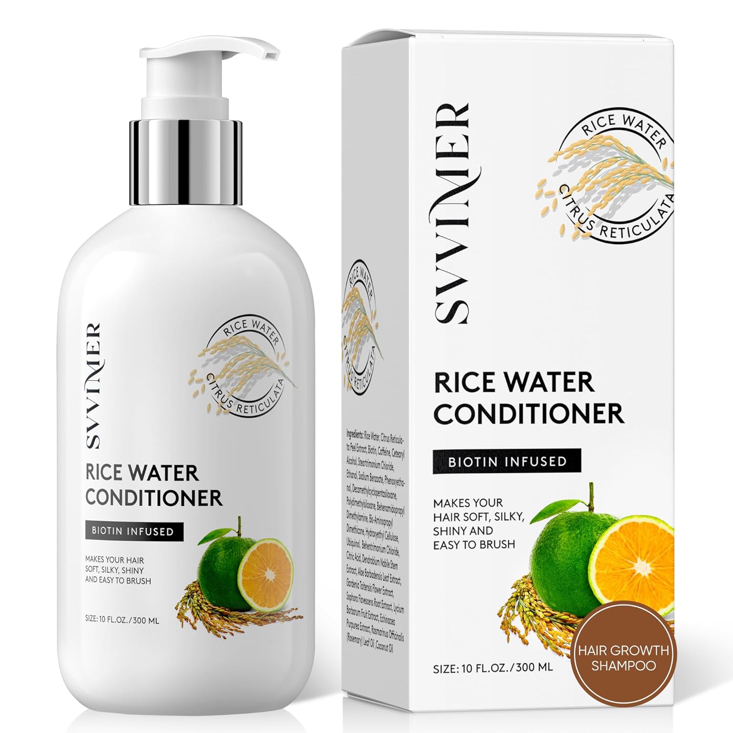 Svvimer Rice Water Hair Growth Conditioner - Thickening Conditioner with Biotin for Hair Loss and Thinning Hair - Sulfate Free for Women and Men 10 Fl Oz (Pack of 1)