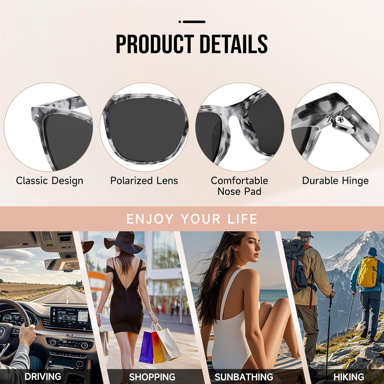 HAOLOTA Polarized Sunglasses for Women, Classic Round Sun Glasses for Driving Fishing lightweight UV400 Protection - Image 4