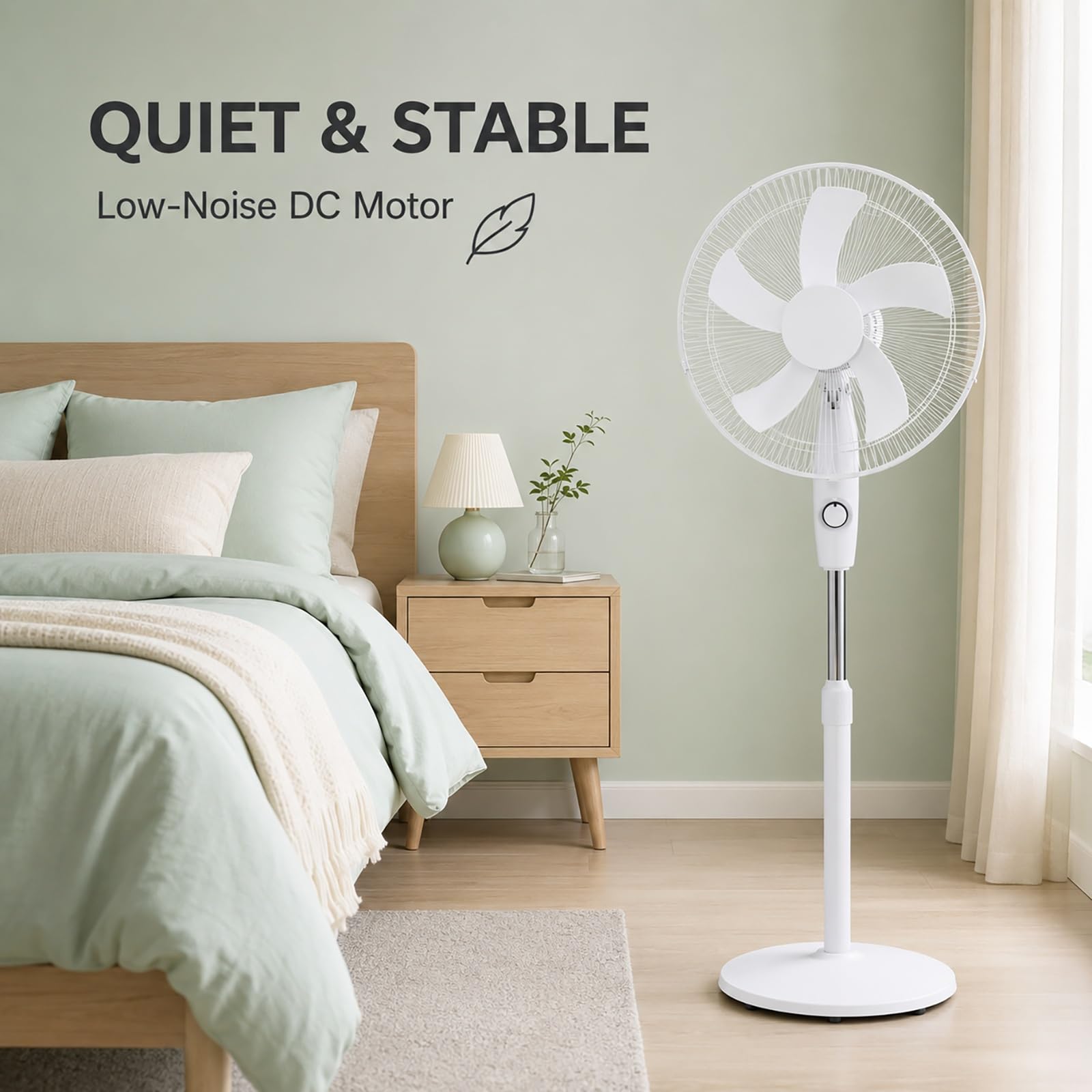 Ventilatore a Piedistallo Solare con Pannello, Ventilatore Ricaricabile | Ventilatore Oscillante a Batteria 6000mAh con 3 Velocità, Ricaricabile Ventilatore Silenzioso da Esterno