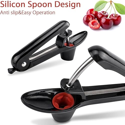 Miniatura 2 de Ruibo Herramienta de descarador de cereza y removedor de descarador de aceitunas Stoner Manual de cocina Gadget Negro