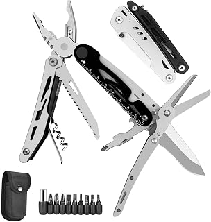 HONZIN 12 in 1 Multitool Pliers, Stainless Steel Multi-Tool, Detachable Folding Scissors, Pocket Multifunctional Pliers, Ideal for Outdoor Camping Survival