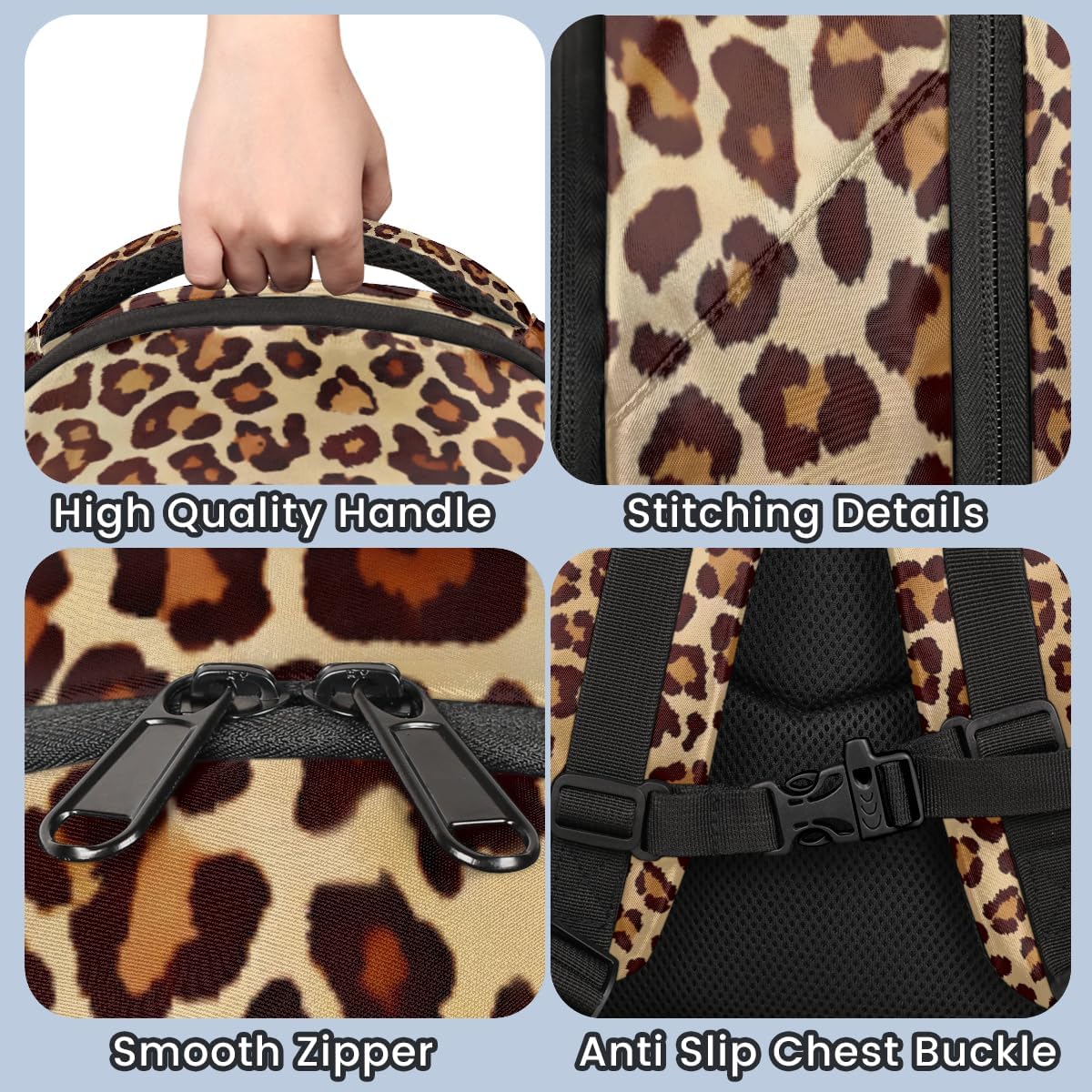 Leopard Brown Texture Backpack Boys Girls Schoolbag Children Bookbag,Laptop Notebook Tablet School Bag Stylish Casual Daypack Students Teens Travel Bags