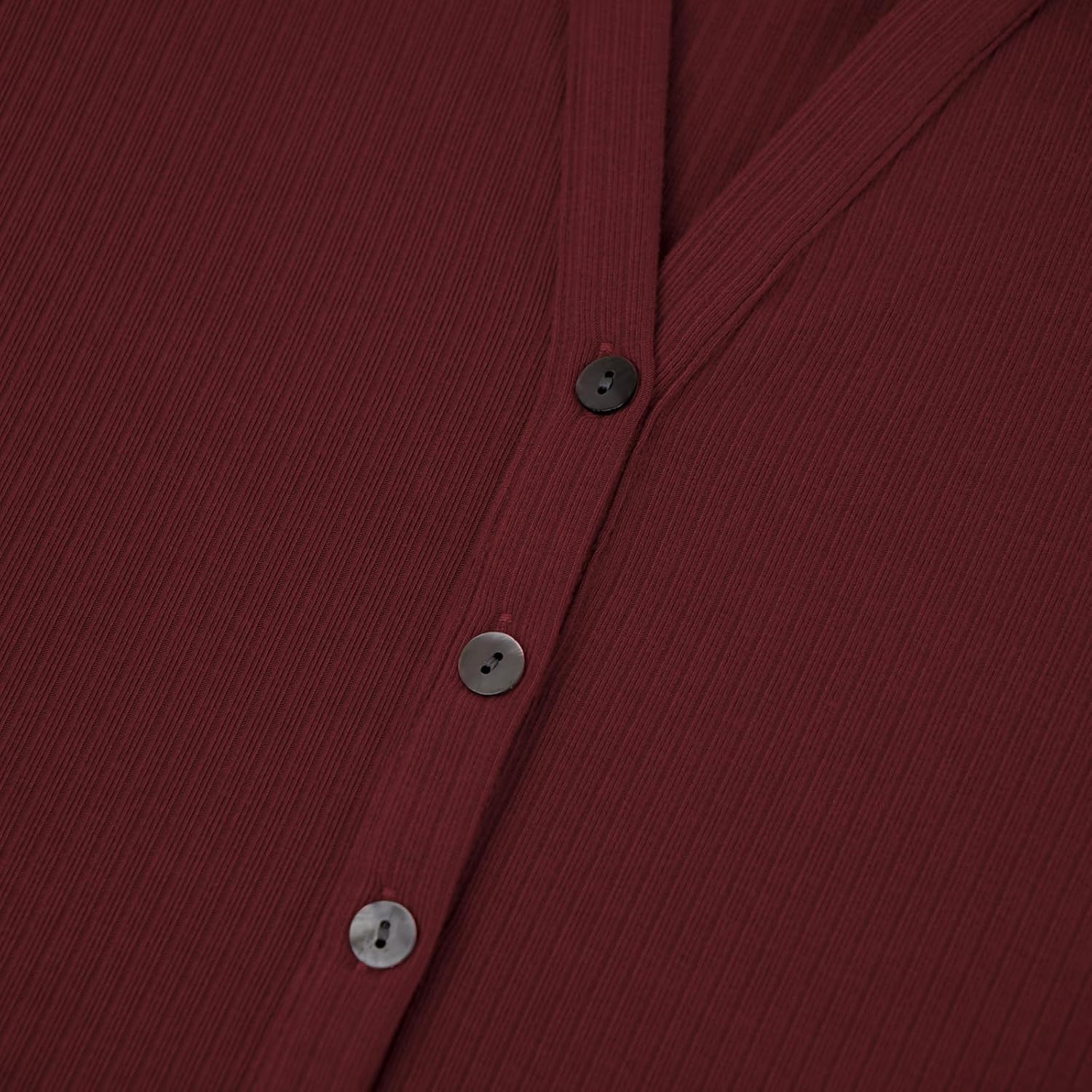 BAISHENGGT Womens Soft Ribbed Knit Polo Shirts Collared V-Neck Button Fastening Long Sleeve Going Out Tops - Image 5