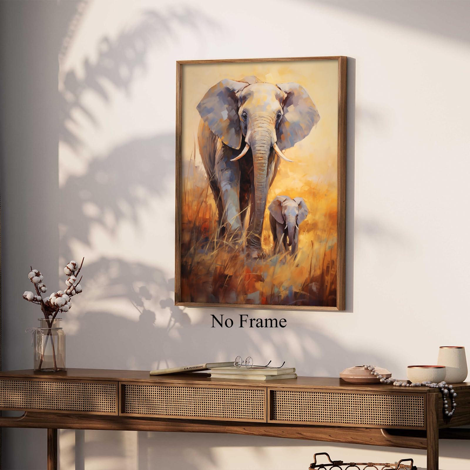Amazon.co.jp: 抽象的な象の絵画 ヴィンテージ動物アートプリント