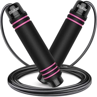 Blukar Cuerda para Saltar, Comba de Saltar con Mango Antideslizante de Espuma Suave Cuerda Ajustable Libre y Rodamientos de Bolas de Rápidos para Fitness, Ejercicio de Intervalos, Crossfit