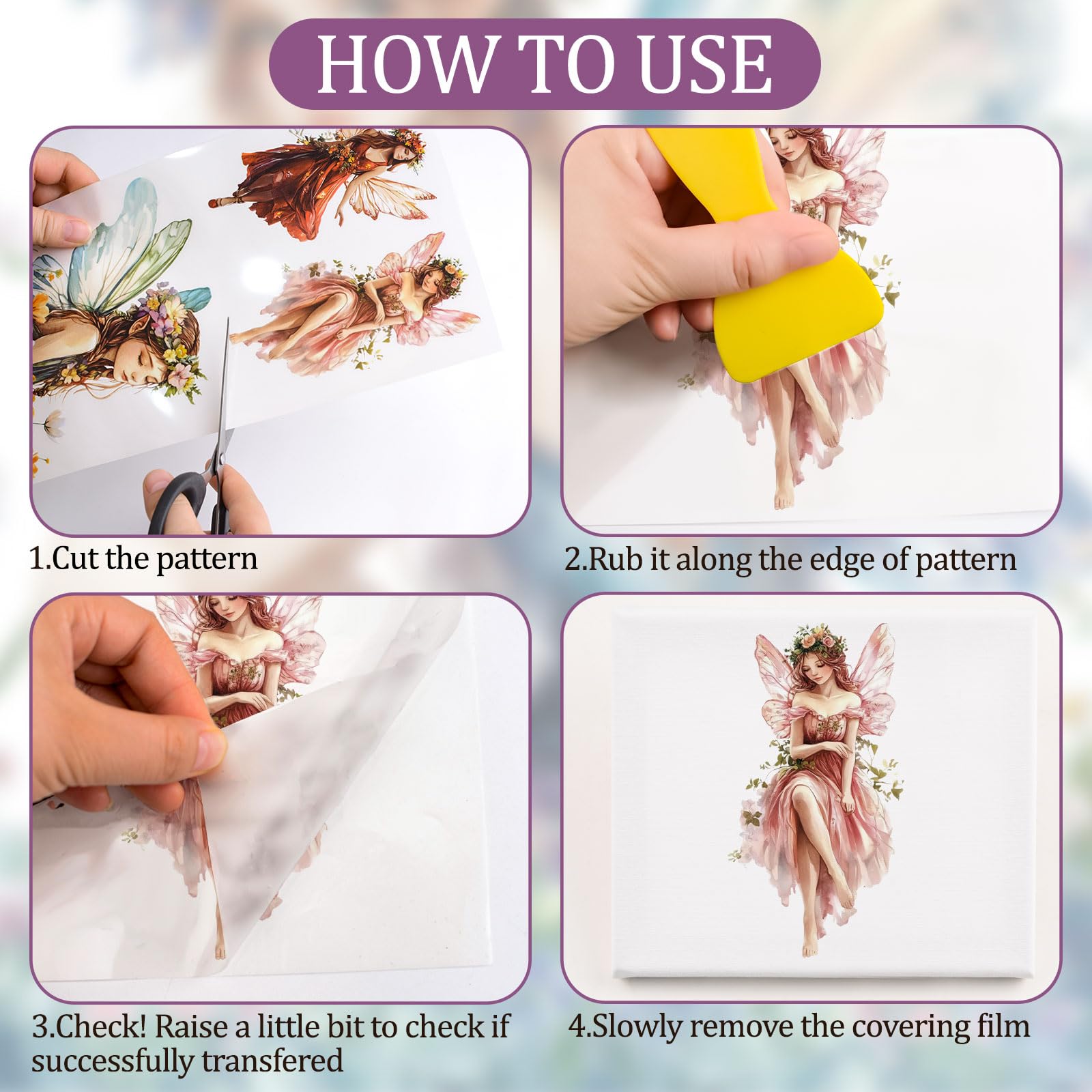 WANDIC 3 Sheets Fairy Theme Scrapbook Stickers Elf Furniture Stickers Sprite Art Window Decals Rub on Transfers for Crafts,15 * 30cm - Image 3