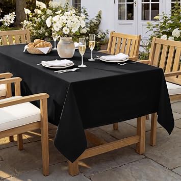 Softalker Black Tablecloth Rectangular 140x200 cm Wipe Clean Tablecloth