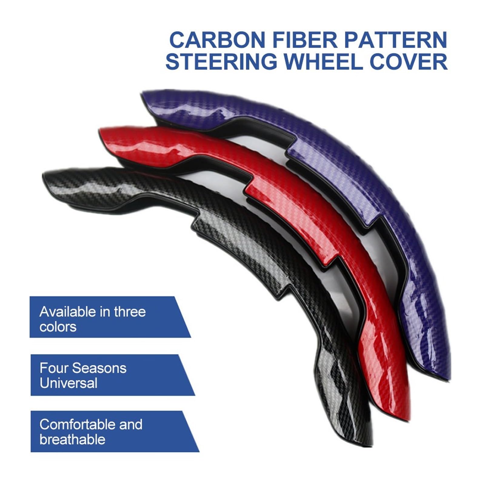 Coprivolante In Pelle Microfibra - Universale Antiscivolo, Design Carbon Look, Per Interno Auto, Nero/Blu