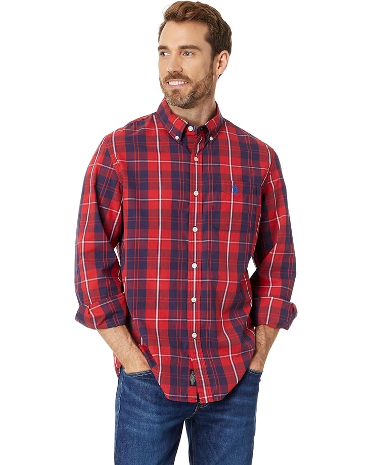 U.S. POLO ASSN. Long Sleeve Yarn-Dye Poplin Large Plaid Woven Shirt - Main View