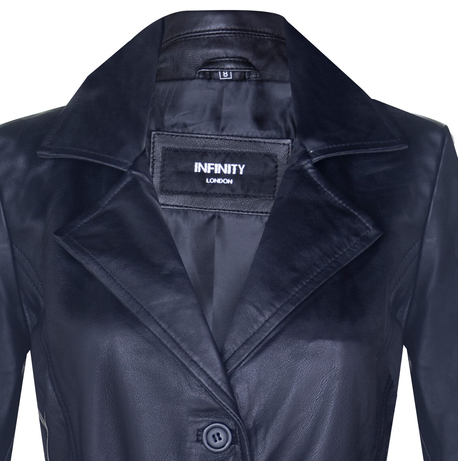 Infinity Leather Klassischer Trenchcoat aus Schwarzem Leder in Voller Länge für Damen Schwarz