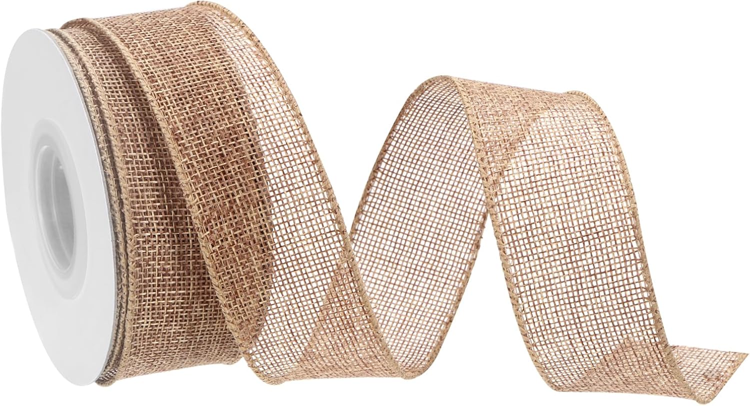 MECCANIXITY Burlap Ribbon Fabric Wired Edge Ribbons Blue 2 Inch x 10 Yard Wired Ribbon for Gift Wrapping, Bow, Wreath, Christmas Tree, Flower Bouquet,with Roller