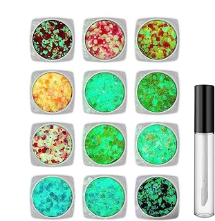 Cara y cuerpo purpurina maquillaje de cara brillante – 12 colores brillantes pelo brillante – Suministros de carnaval portátiles, maquillaje festivo con pegamento de secado rápido para discoteca